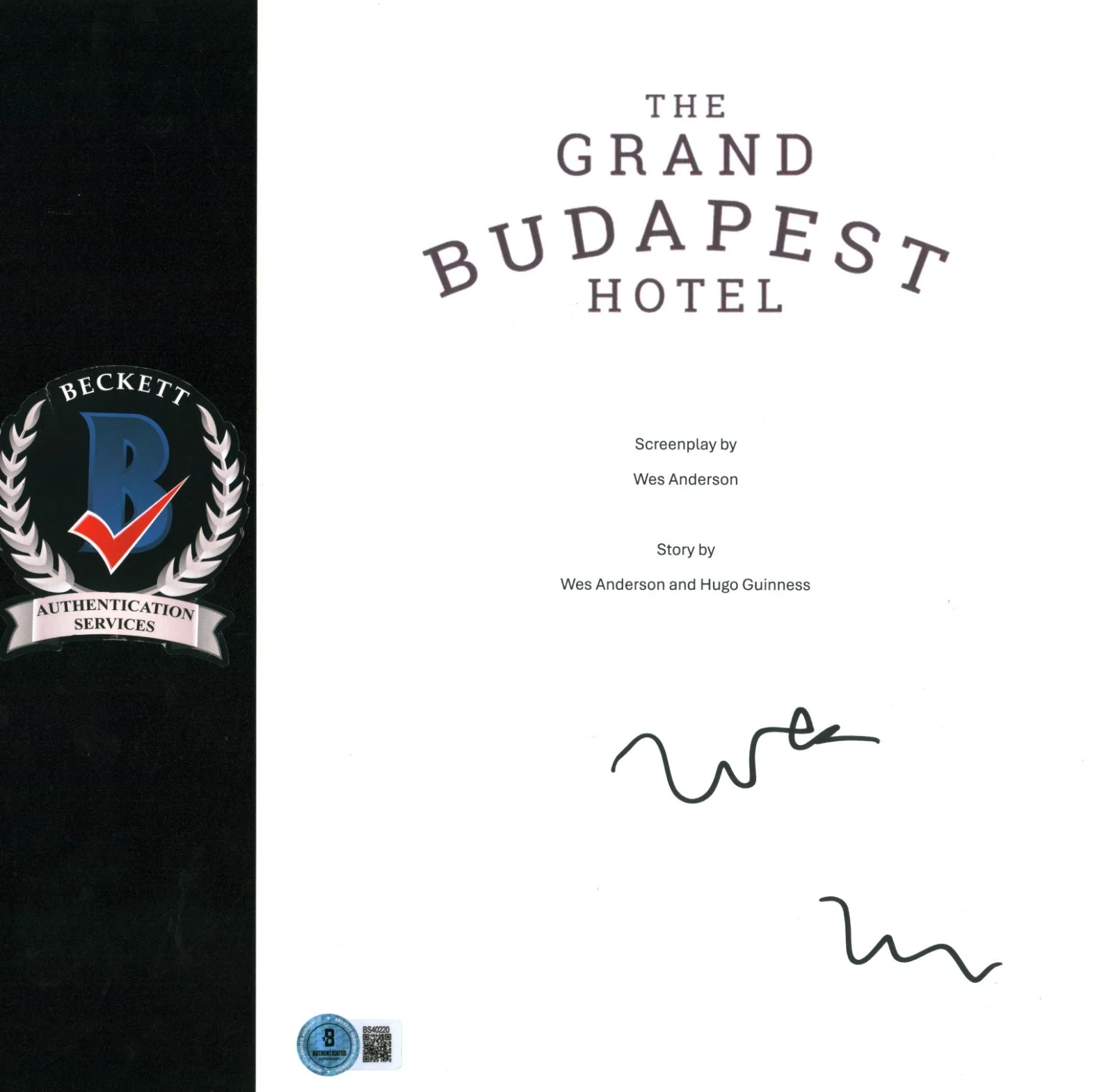 Wes Anderson — Wes Anderson Signed Autograph The Grand Budapest Hotel Full Movie Script BAS COA