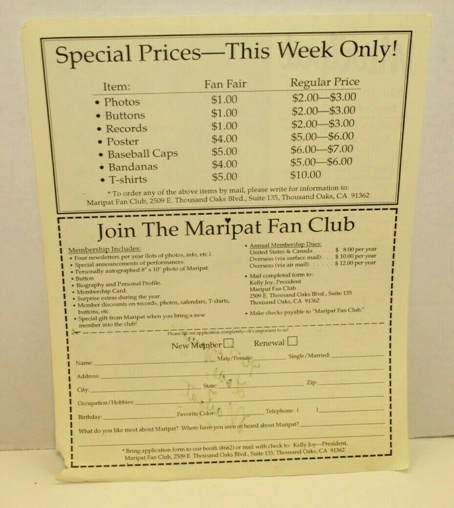 Vintage Maripat Fan Club Advertisement Signed Press Release Photo Country Music, изображение 2