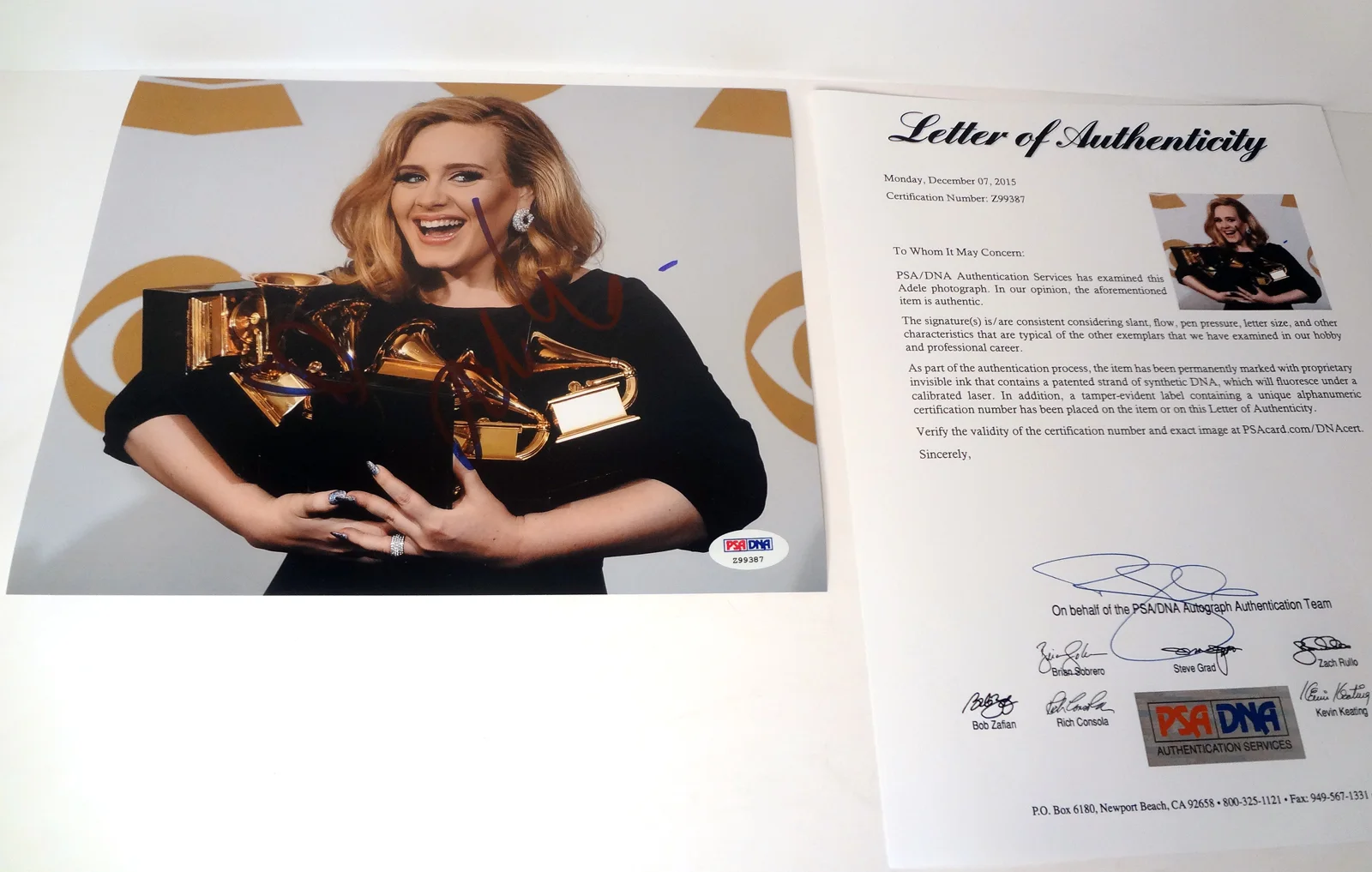 Adele — Adele Adkins Signed Autograph 8x10 Photo PSA/DNA COA #1