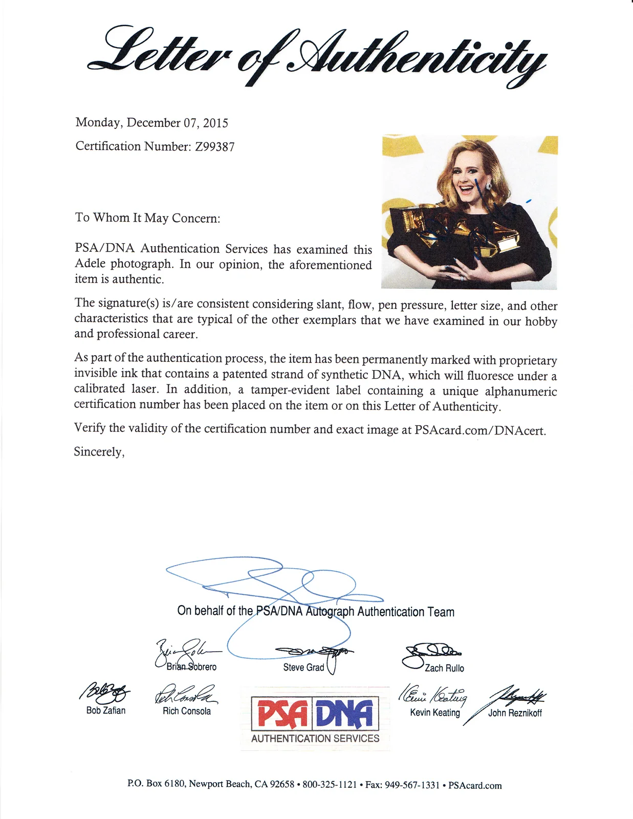 Adele — Adele Adkins Signed Autograph 8x10 Photo PSA/DNA COA #1, image 3