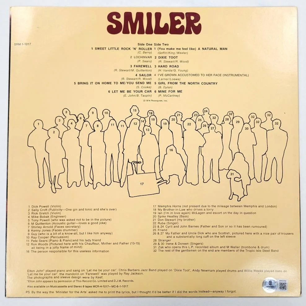 Rod Stewart signed Smiler Vinyl Record Album Cover autograph ~ Beckett BAS, изображение 3