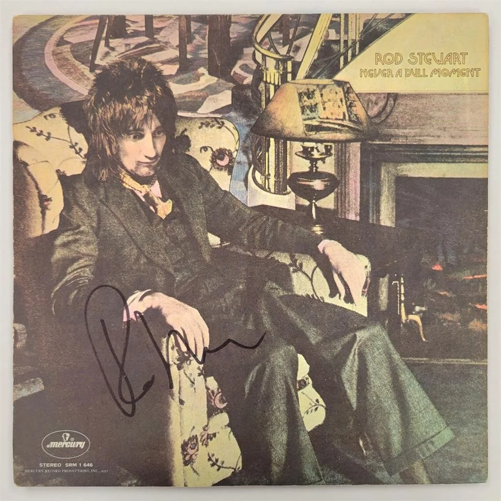 Rod Stewart signed Never a Dull Moment Vinyl Album Cover autograph ~ Beckett BAS, изображение 3