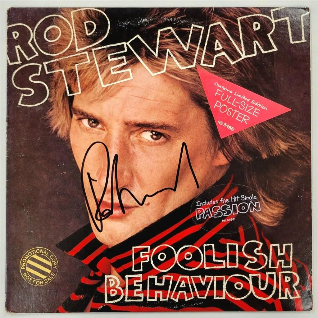 Rod Stewart signed Foolish Behaviour Vinyl Album Cover autograph ~ Beckett BAS, изображение 3