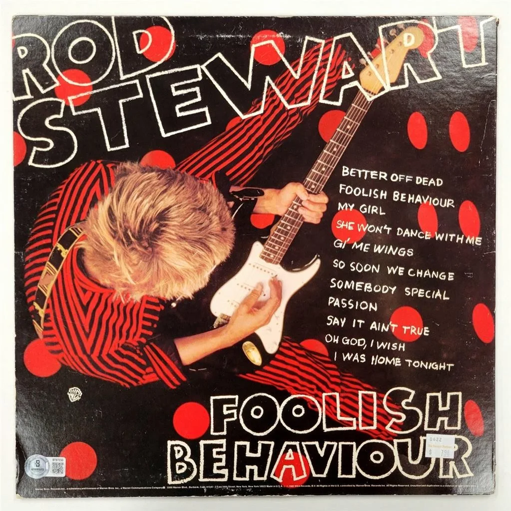 Rod Stewart signed Foolish Behaviour Vinyl Album Cover autograph ~ Beckett BAS, изображение 4