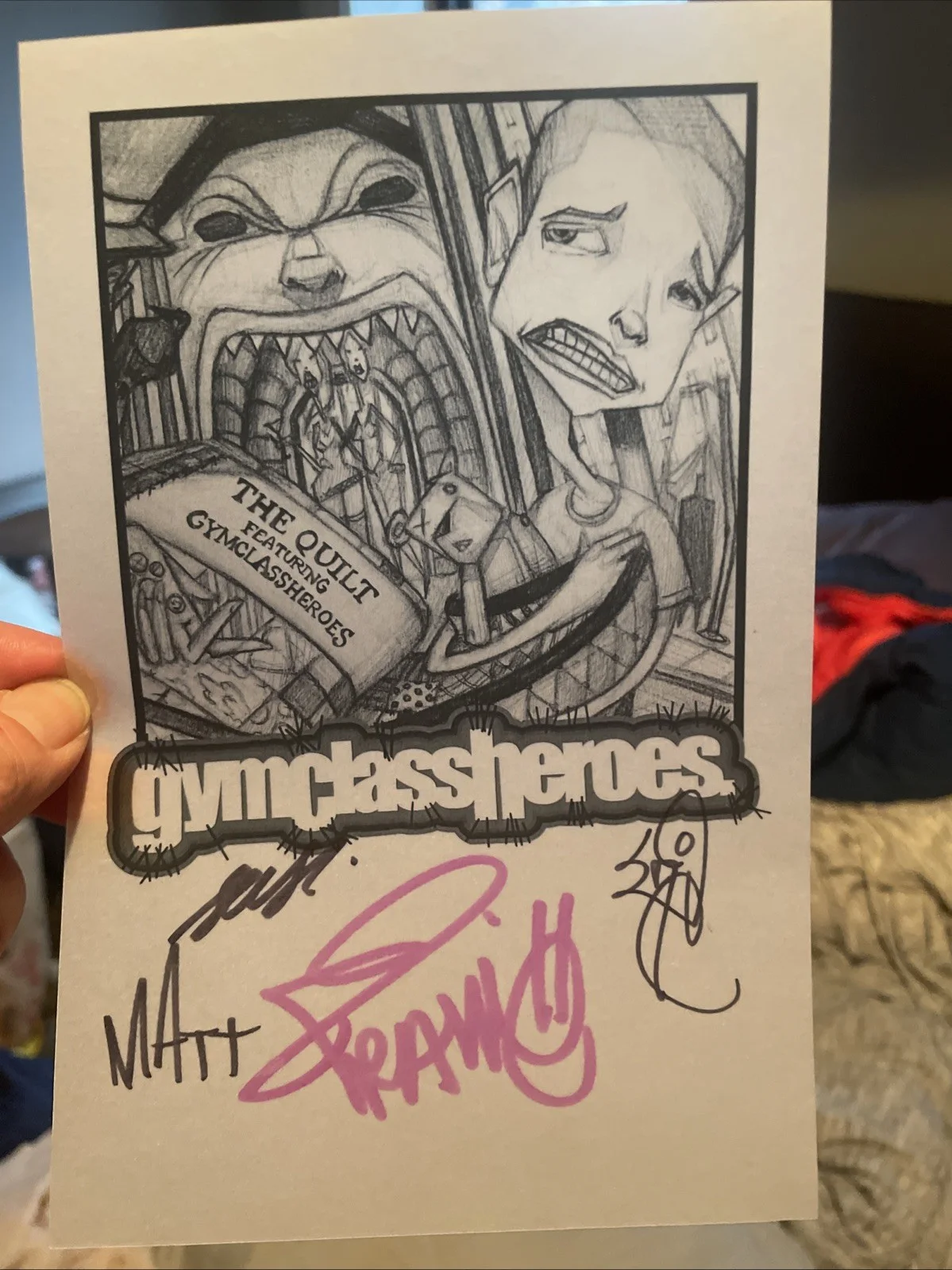 VERY RARE ART Gym Class Heroes - The Quilt ART WORK SIGNED autograph with COA, изображение 2