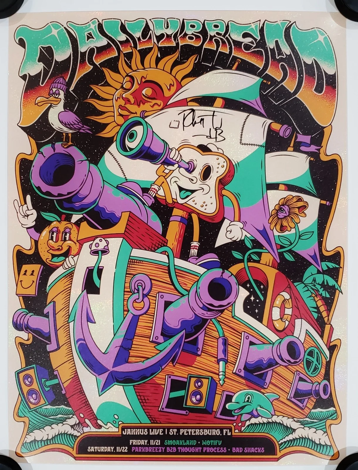 DAILY BREAD DJ SIGNED 2025 TOUR CONCERT FOIL POSTER +JSA CERT RE-ENTRY EDM, image 2