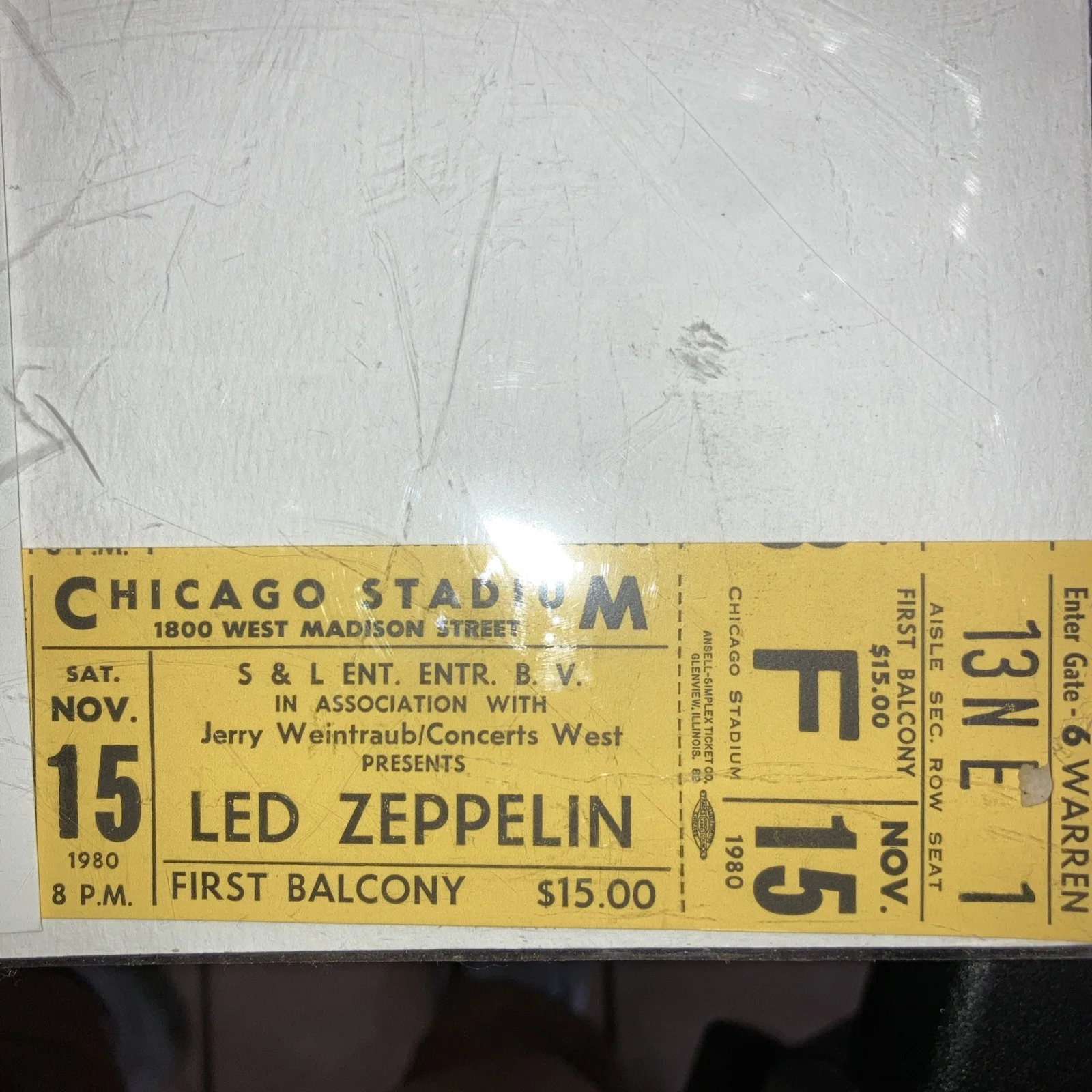 Led Zeppelin Concert Poster, LOA and Concert Ticket 1980 Authenticated, изображение 2