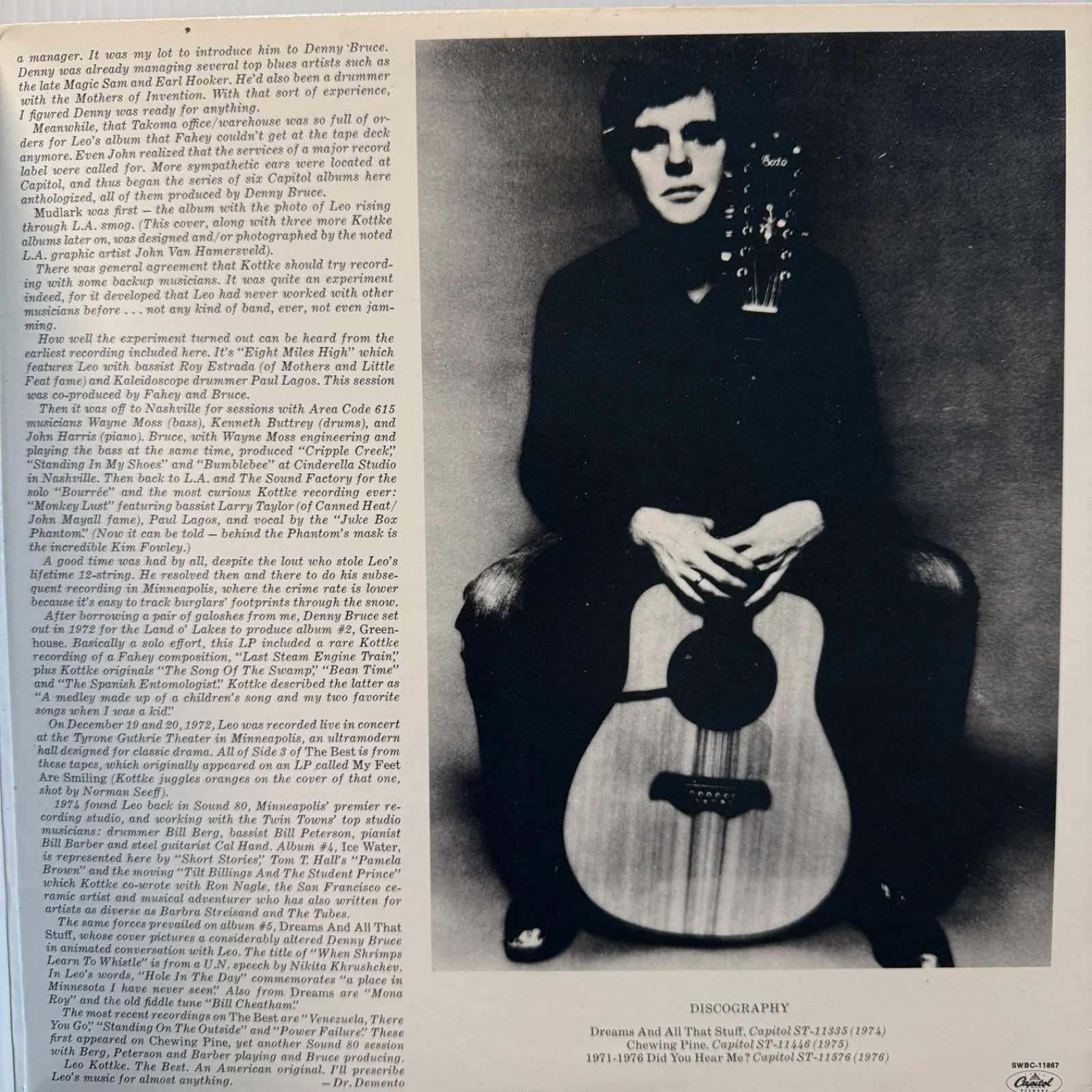 LEO KOTTKE "The Best" AUTOGRAPHED ON COVER Capitol SWBC-11867 double vinyl album, изображение 4