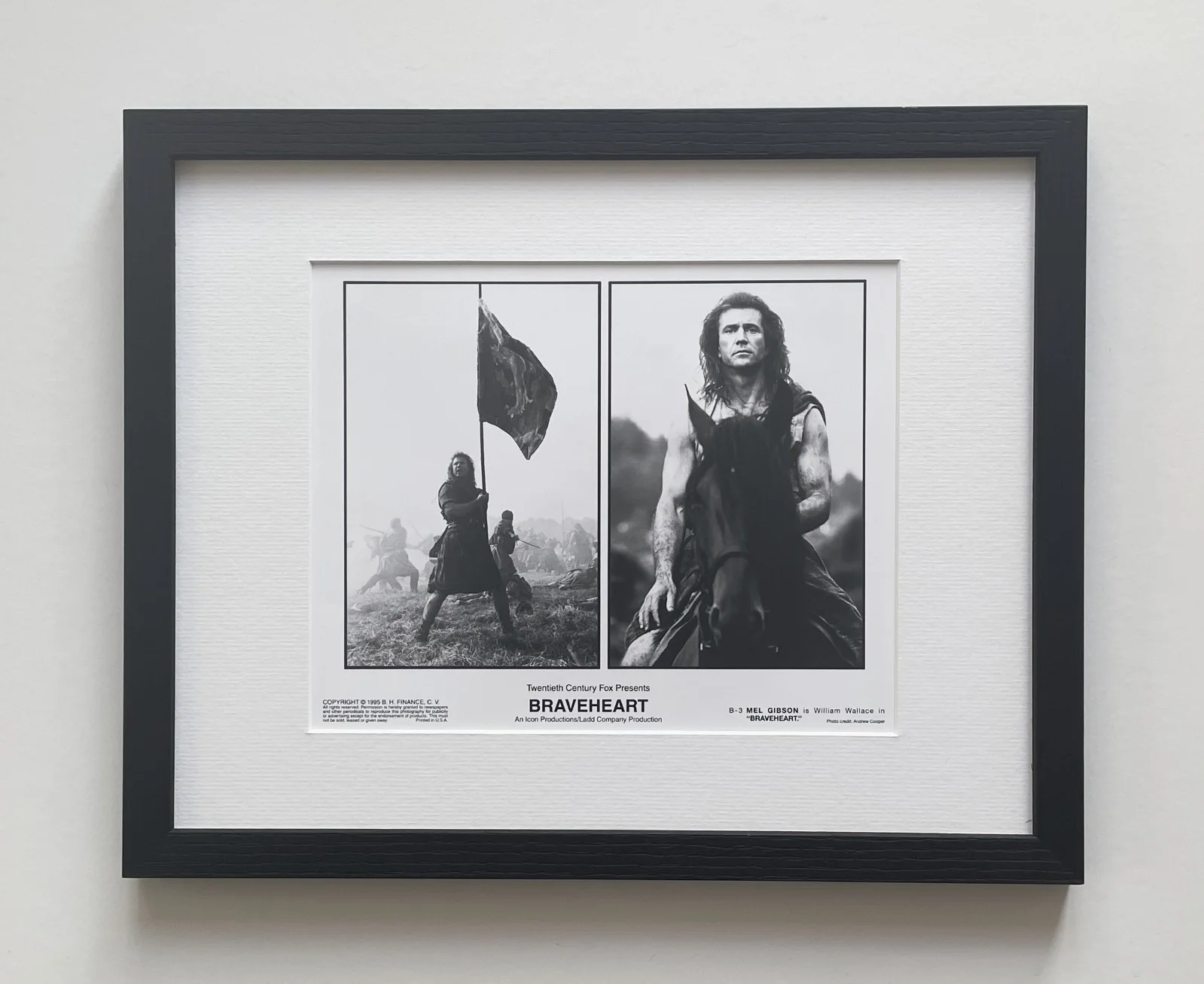 Braveheart Mel Gibson Photo Original Framed 8X10 Inch B&W Press Still, изображение 2