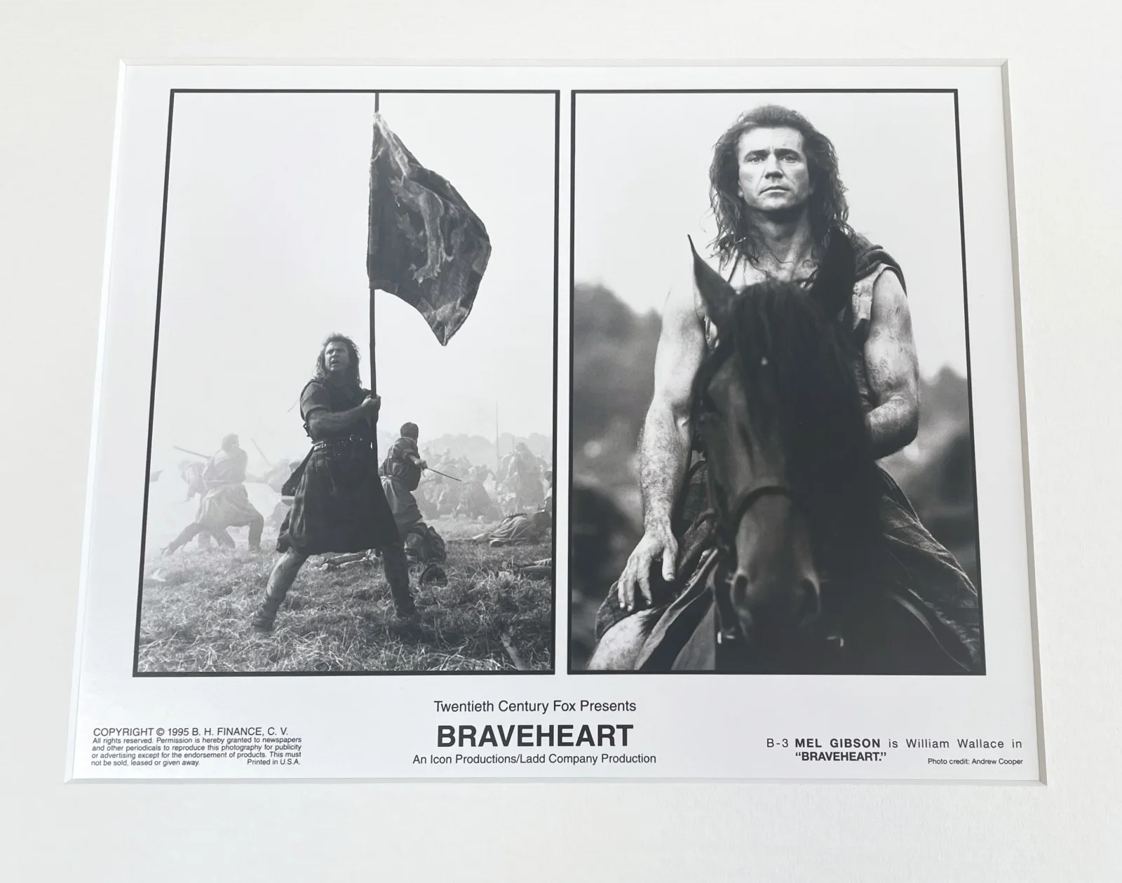 Braveheart Mel Gibson Photo Original Framed 8X10 Inch B&W Press Still, изображение 3
