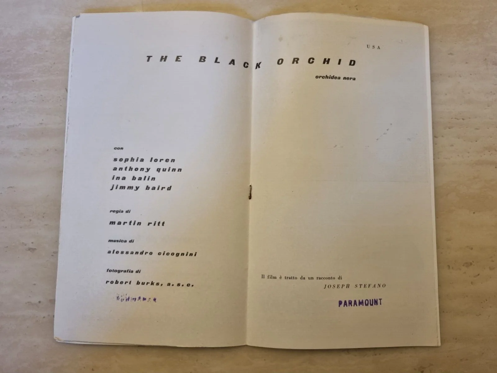 Cinema Program The Black Orchid Sophia Loren Anthony Quinn Ina Balin Jimmy Baird, изображение 3