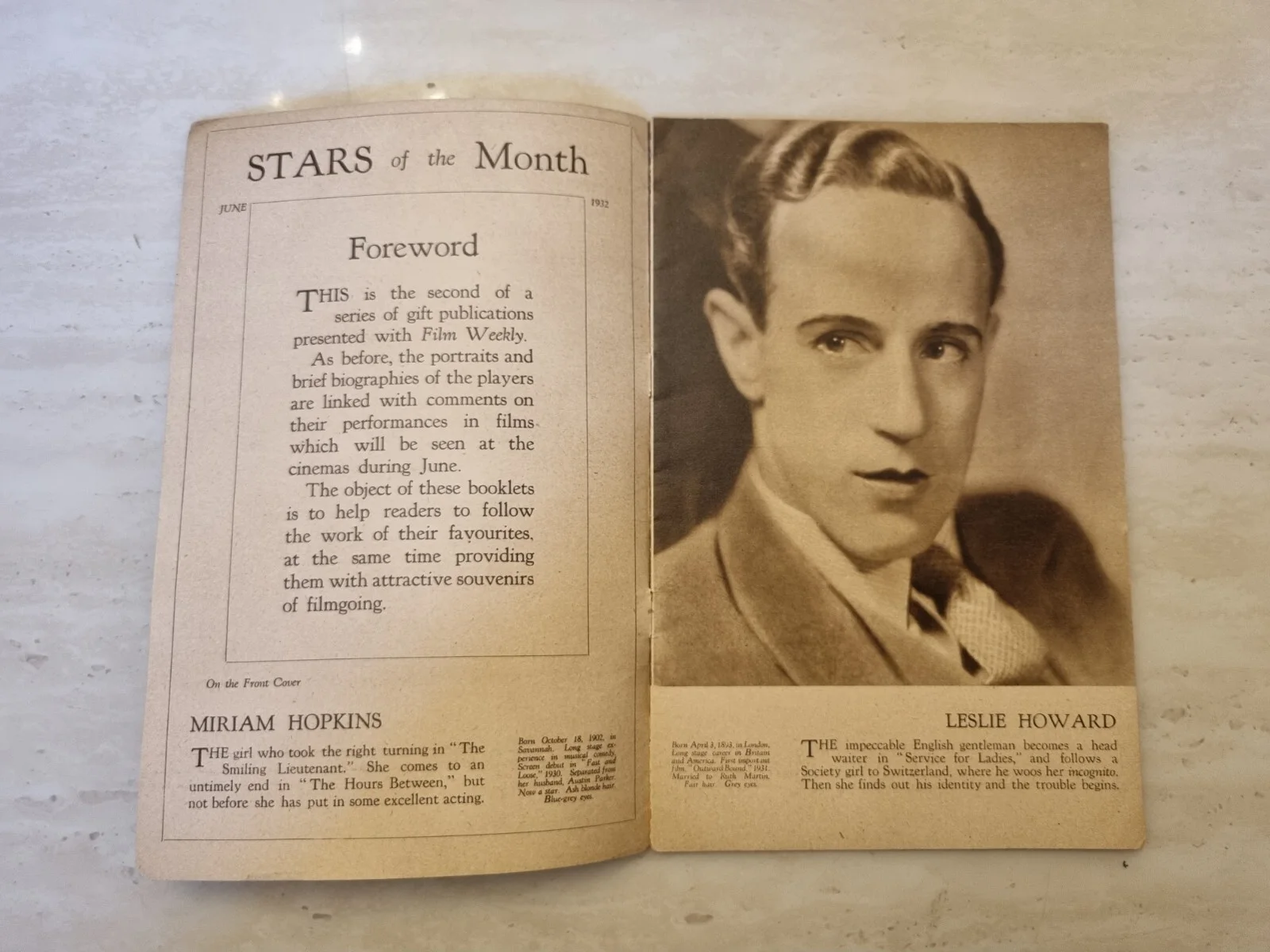 Stars of The Month Miriam Hopkins Pictorial Supplement to Film Weekly No.2, 1932, изображение 2