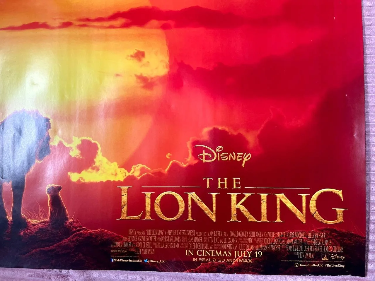 The Lion King (2019) Original Quad UK movie Poster 30x40'', изображение 3