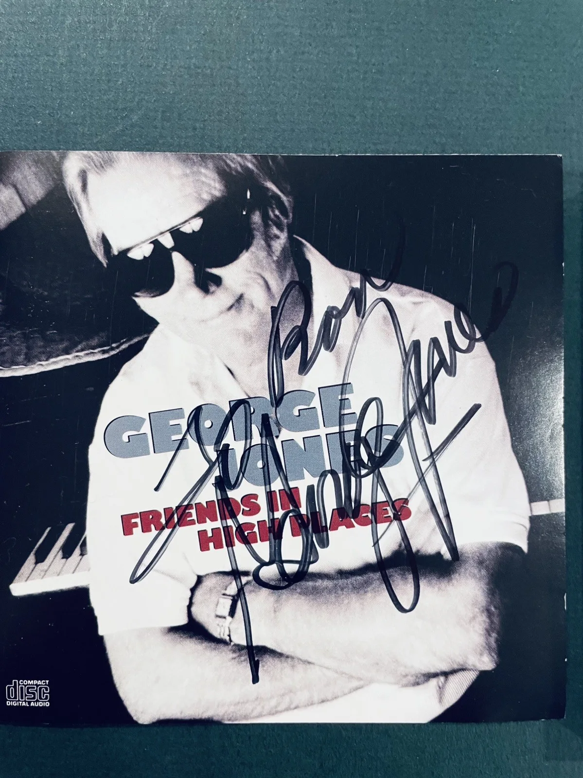 George Jones autographed CD Album Friends in High Places signed cover, image 2