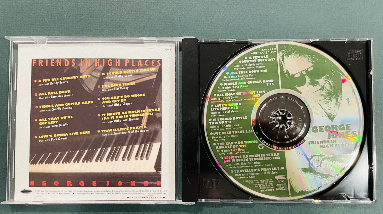 George Jones autographed CD Album Friends in High Places signed cover, image 3