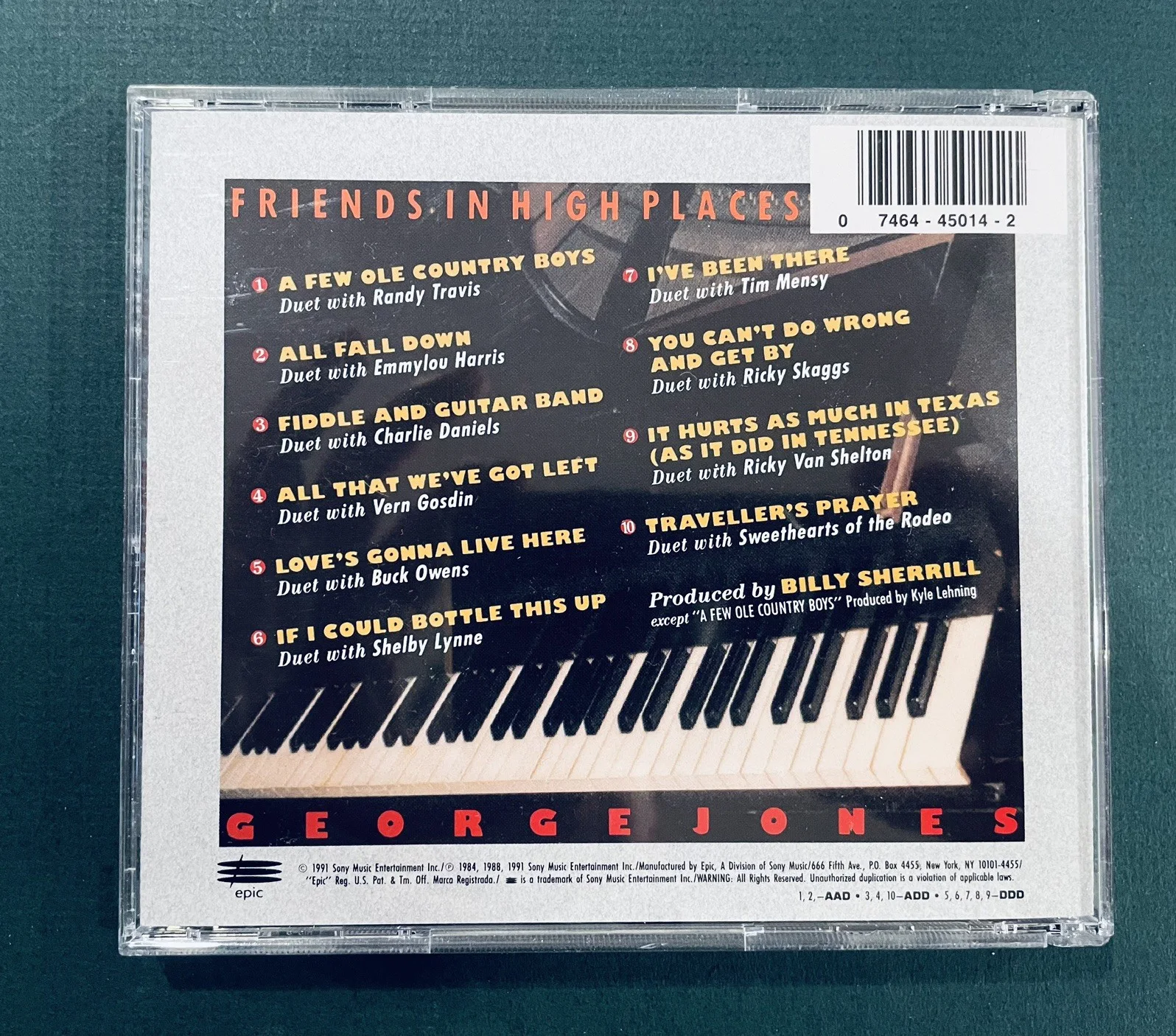 George Jones autographed CD Album Friends in High Places signed cover, image 4