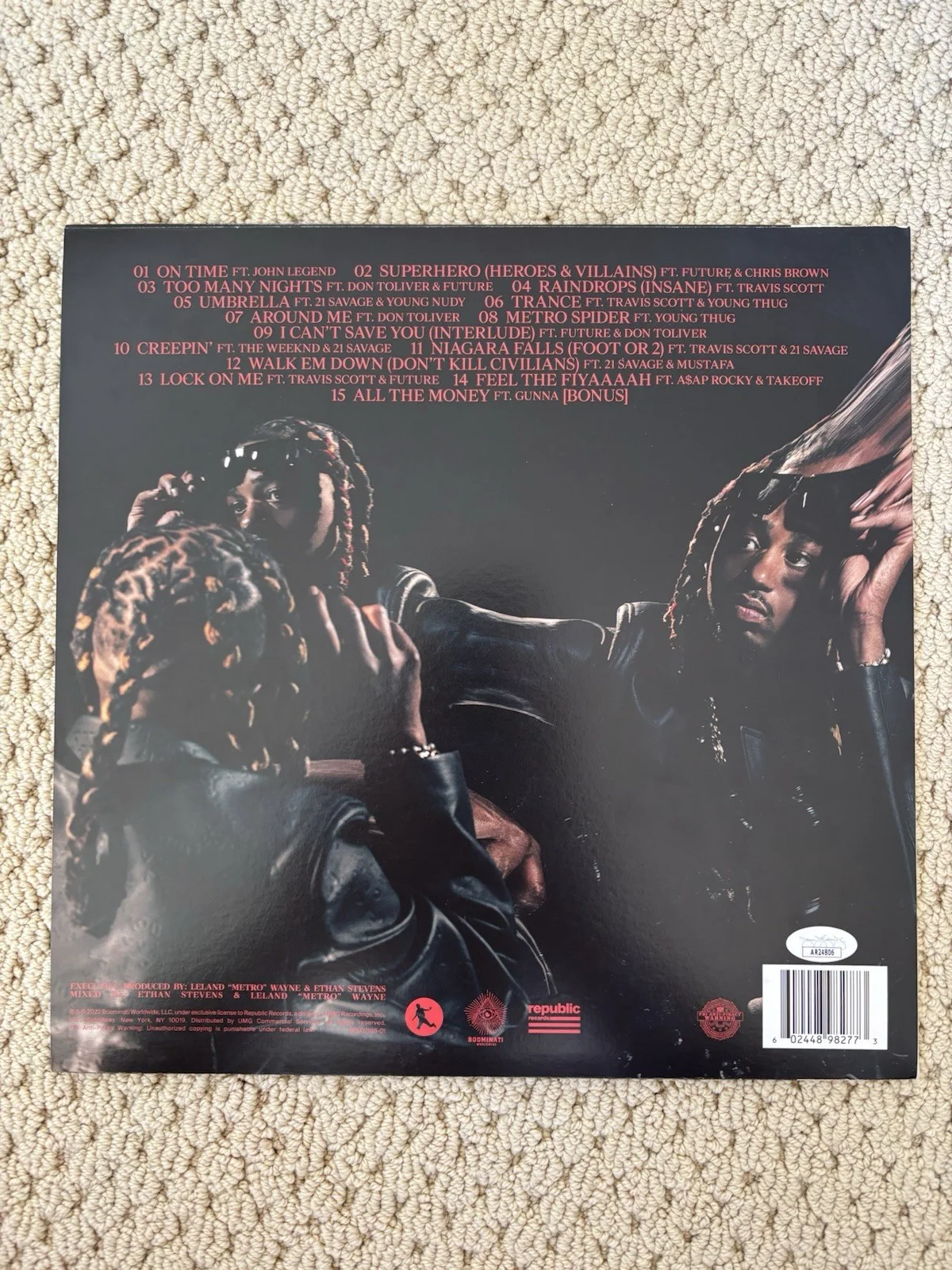 Metro Boomin Signed Heroes & Villains Vinyl Record JSA Authentic Auto Producer, изображение 4