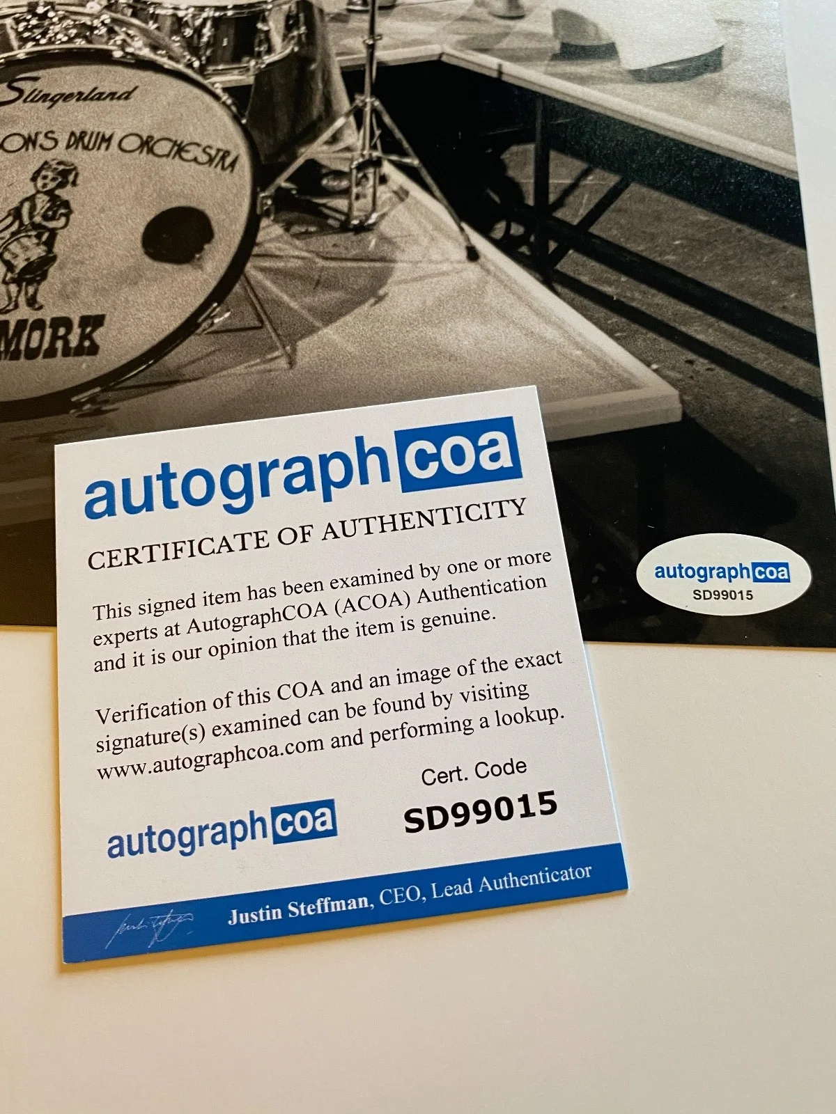Nigel Olsson — Nigel Olsson Signed (ACOA) 8x10 Photo Auto Hand-Drawn Sketch - Drummer for Elton, изображение 3