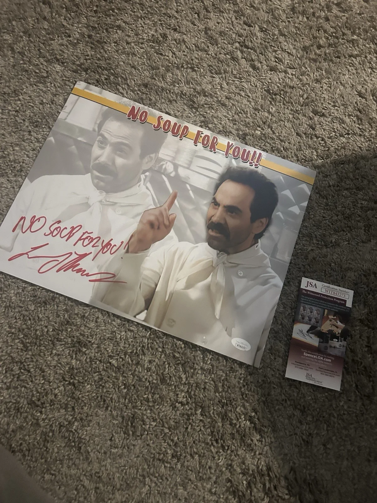 Larry Thomas — Larry Thomas The Soup Nazi No Soup for You signed 11x14 photo Seinfeld JSA COA