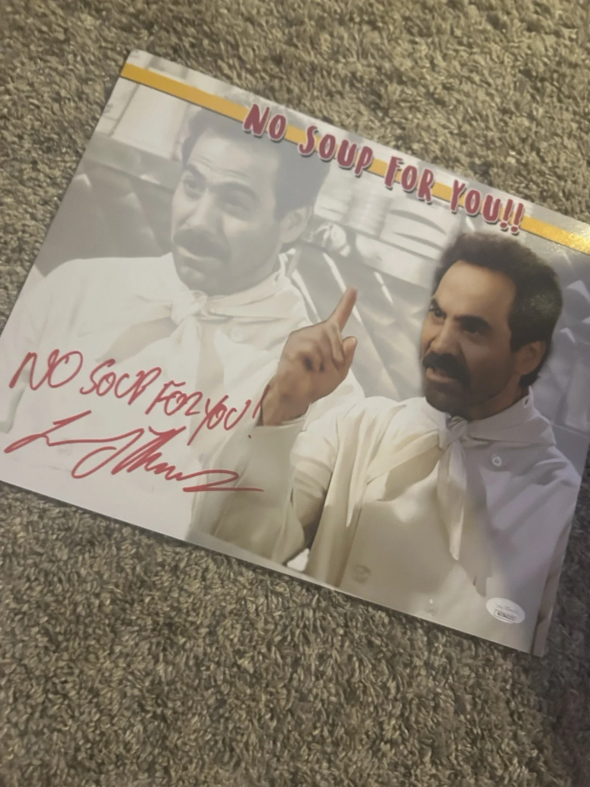 Larry Thomas — Larry Thomas The Soup Nazi No Soup for You signed 11x14 photo Seinfeld JSA COA, изображение 2