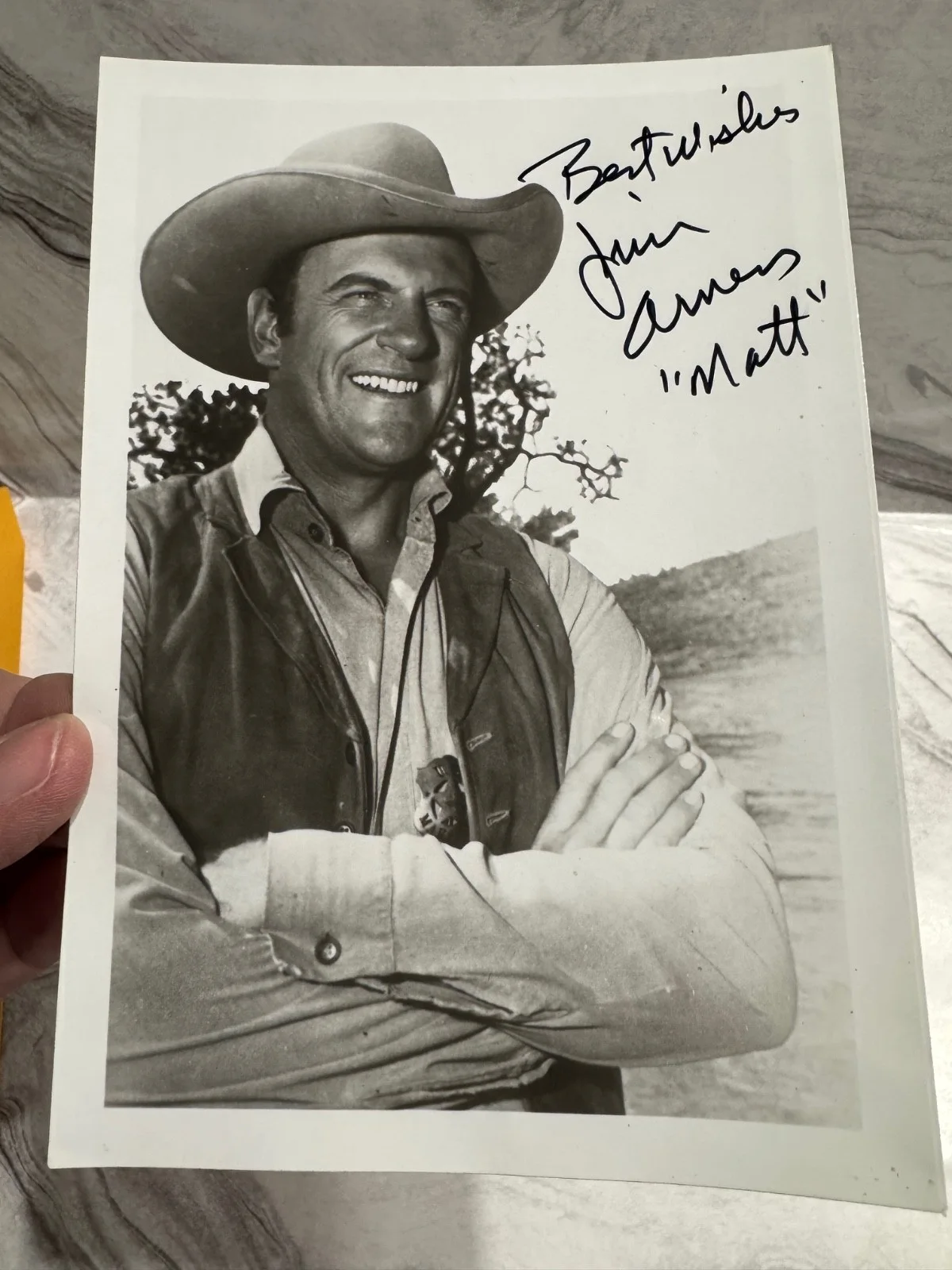 James Jim Arness Signed Photo Matt Dillon Gunsmoke Original 5" x 7", image 3
