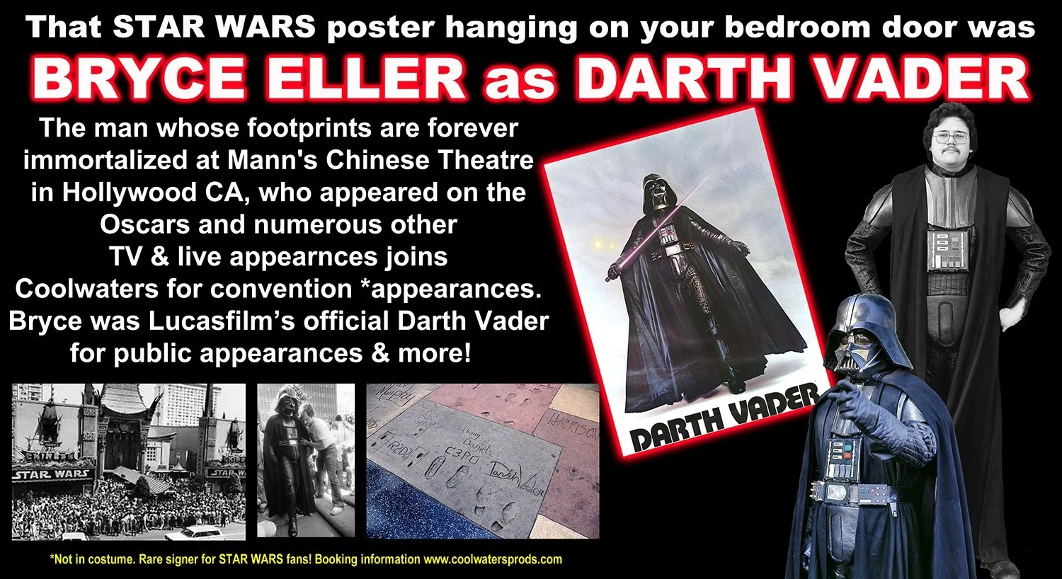 Bryce Eller — Star Wars Darth Vader Autographed 8x10 photo signed by Bryce Eller (Coolwaters), изображение 2