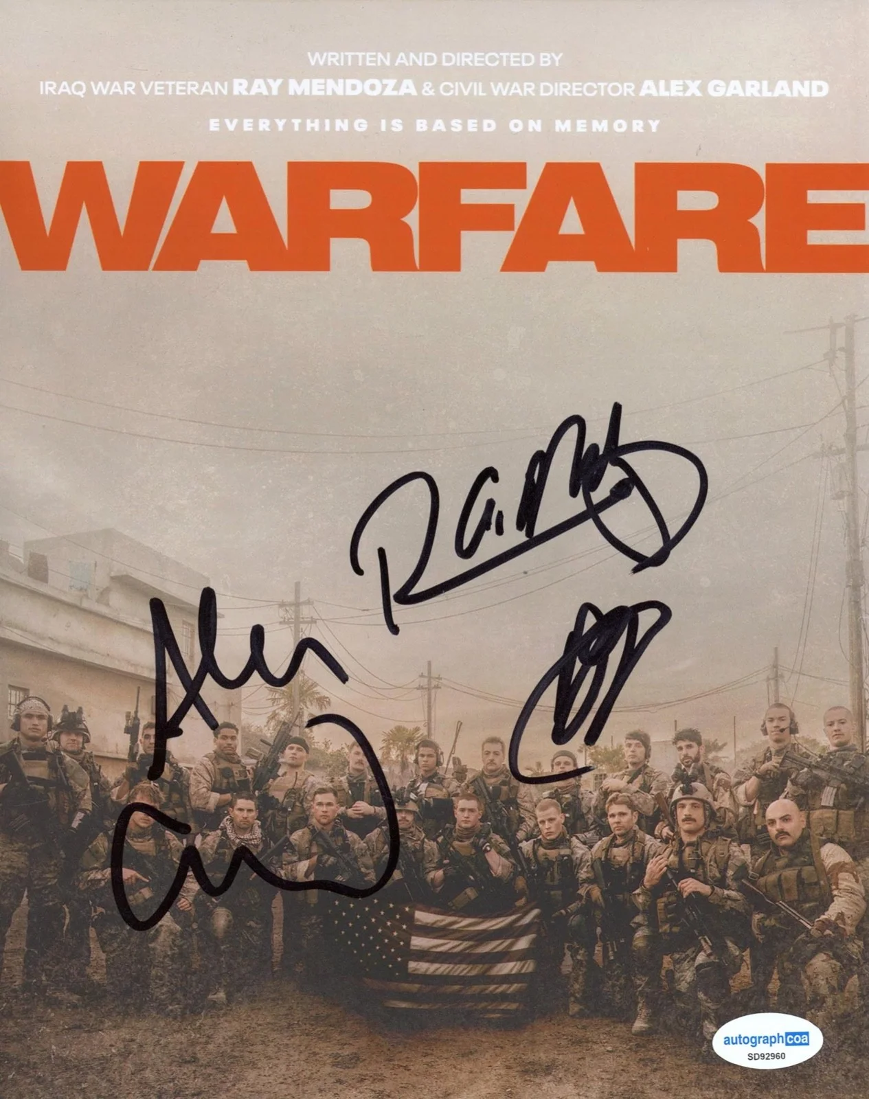 D'Pharaoh Woon-A-Tai, Alex Garland, Ray Mendoza — D'Pharaoh Woon-A-Tai ALEX GARLAND Ray Mendoza signed "WARFARE" 8x10 Photo e ACOA, image 4