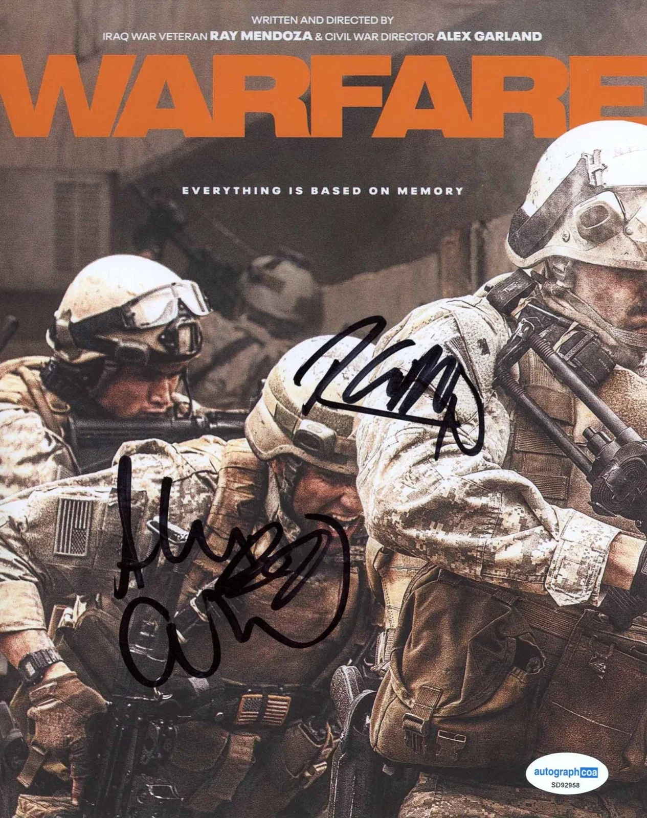 D'Pharaoh Woon-A-Tai, Alex Garland, Ray Mendoza — D'Pharaoh Woon-A-Tai ALEX GARLAND Ray Mendoza signed "WARFARE" 8x10 Photo c ACOA, изображение 4