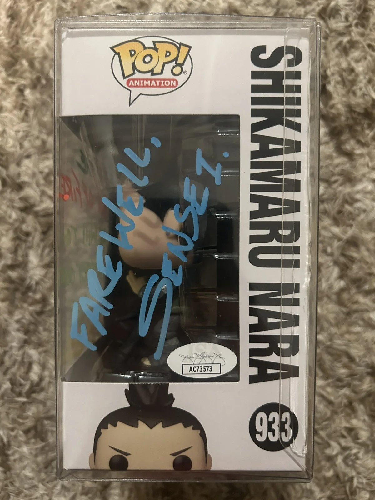 TOM GIBIS — Funko POP Shikamaru 933 signed by Tom Gibis with Quote (MINT & PROTECTOR) Naruto, image 2