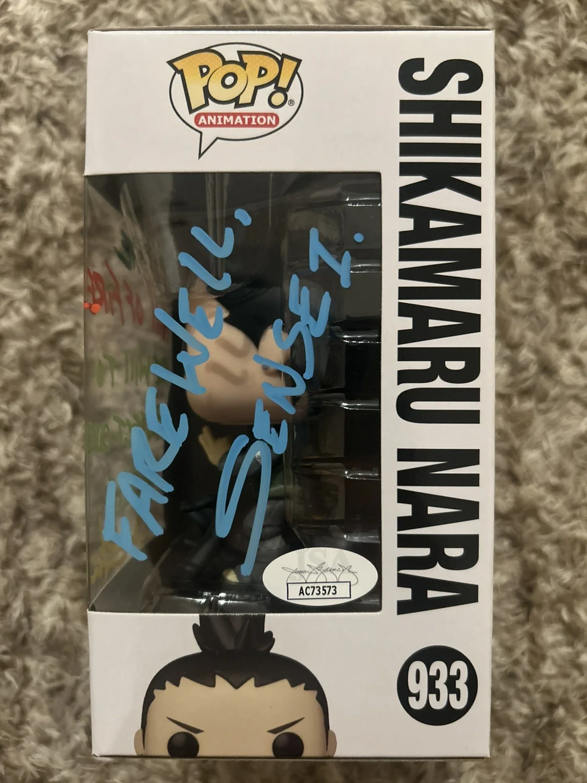 TOM GIBIS — Funko POP Shikamaru 933 signed by Tom Gibis with Quote (MINT & PROTECTOR) Naruto, image 4