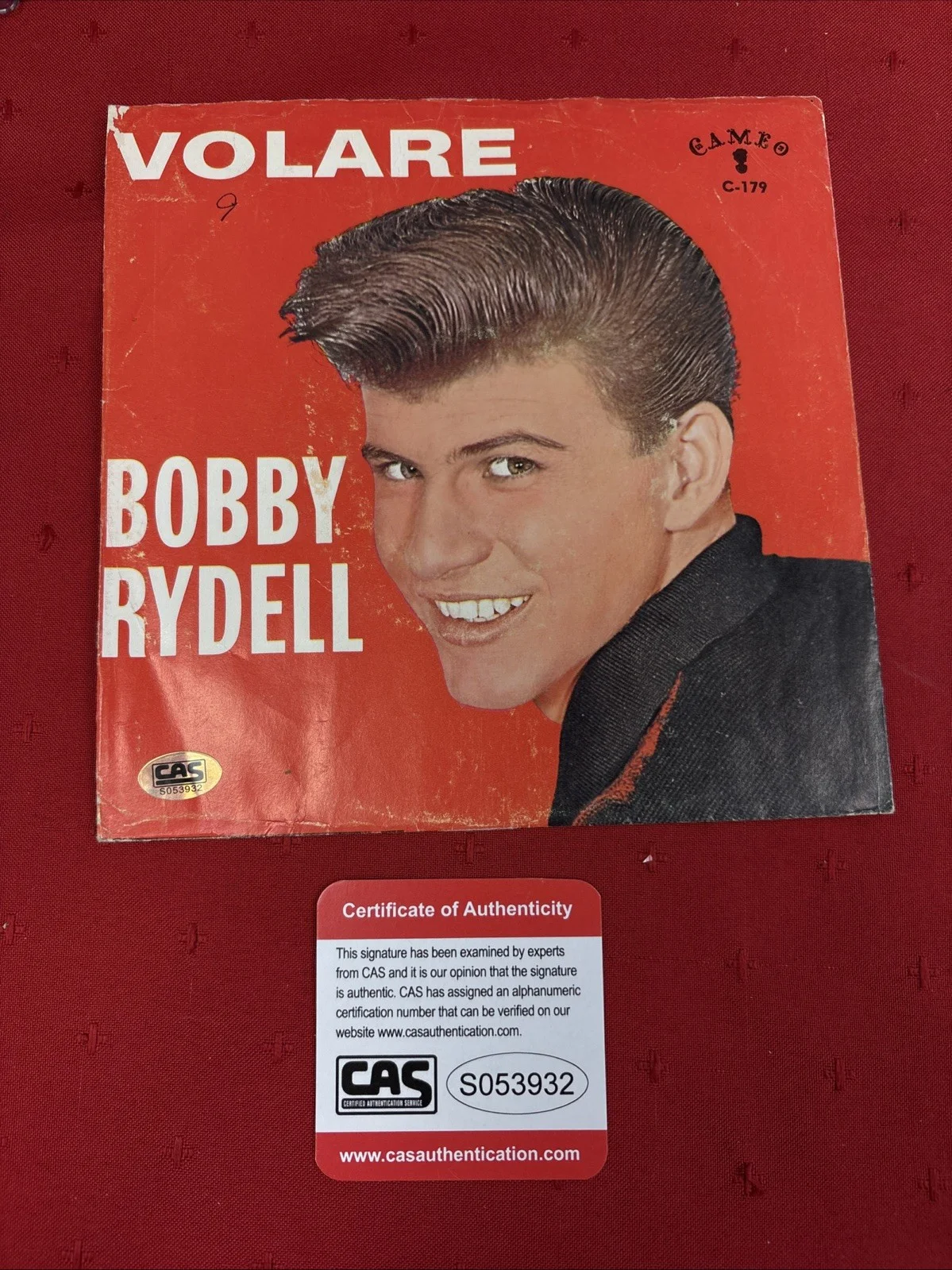 Bobby Rydell Signed Picture Sleeve Only (CAS Authenticated), image 2