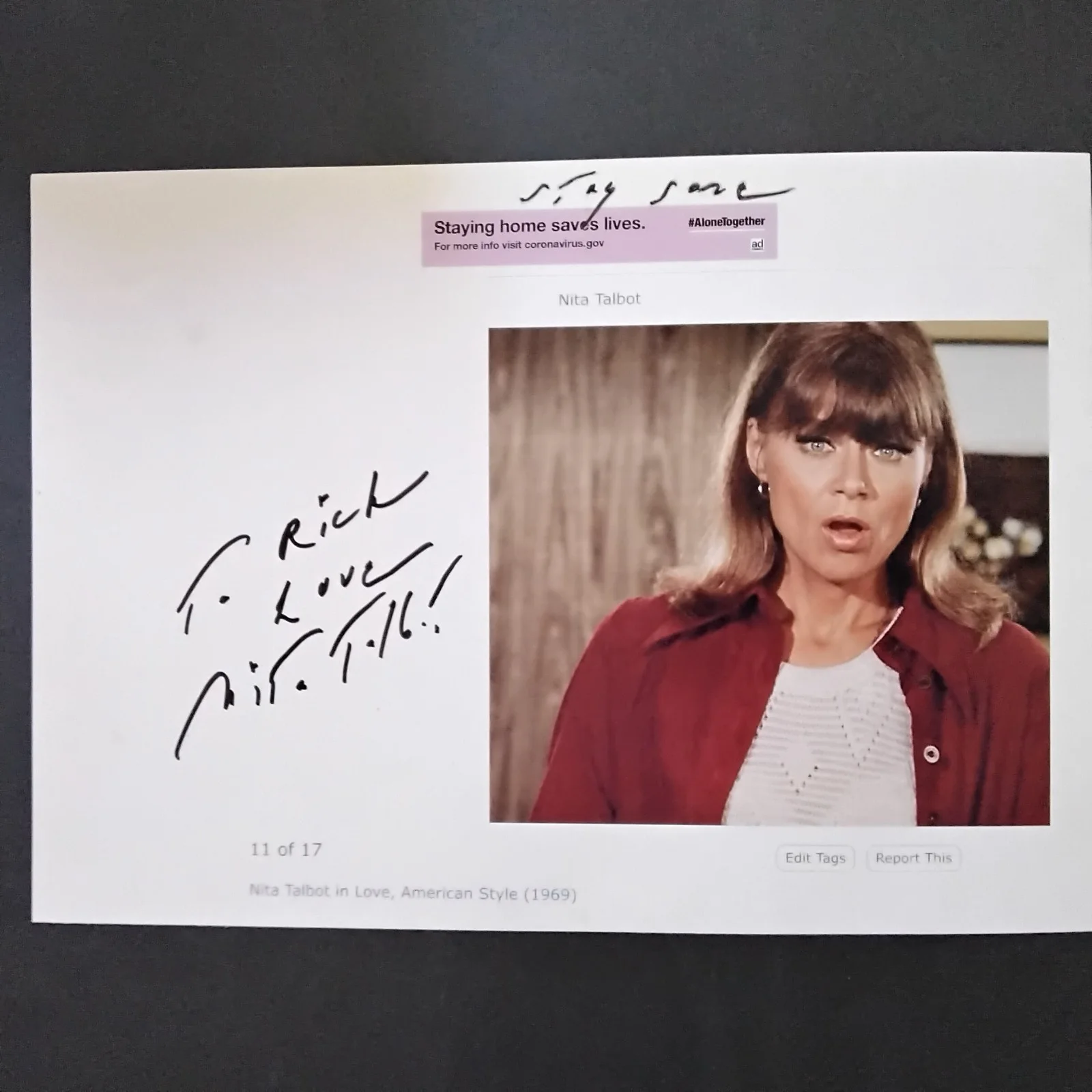 Nita Talbot SIGNED Paper Photo Movie TV Actress Hogan's Heroes Elvis Girl Happy, изображение 2