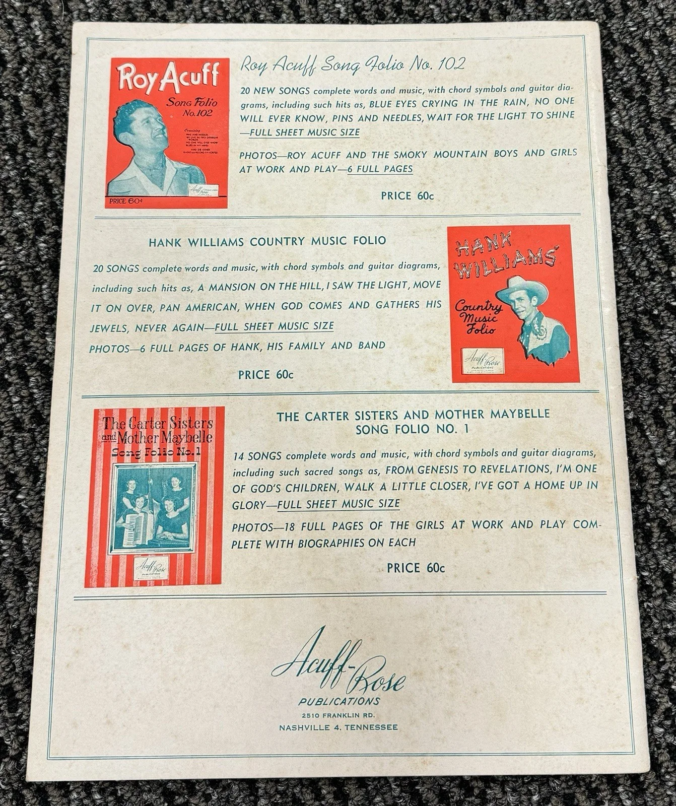 Hank Williams Sr Signed Autograph 1950 Country Hit Parade Songbook PSA/DNA LOA, image 5