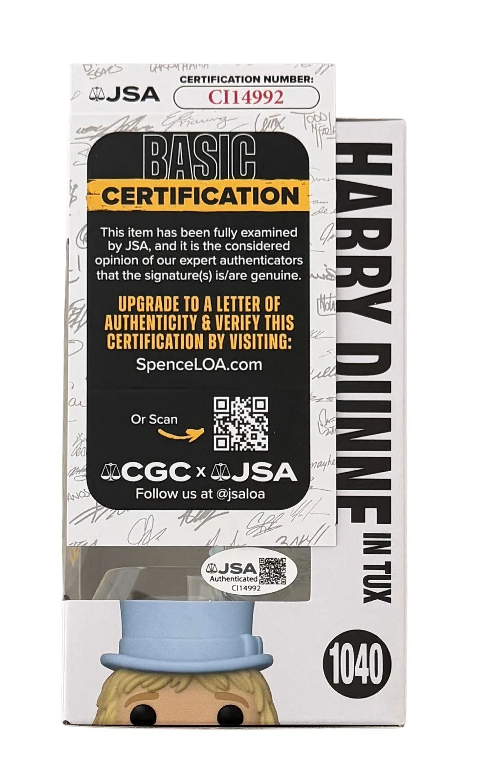 JEFF DANIELS — JEFF DANIELS SIGNED HARRY DUNNE FUNKO POP FIGURE DUMB AND DUMBER w/JSA COA!, изображение 3