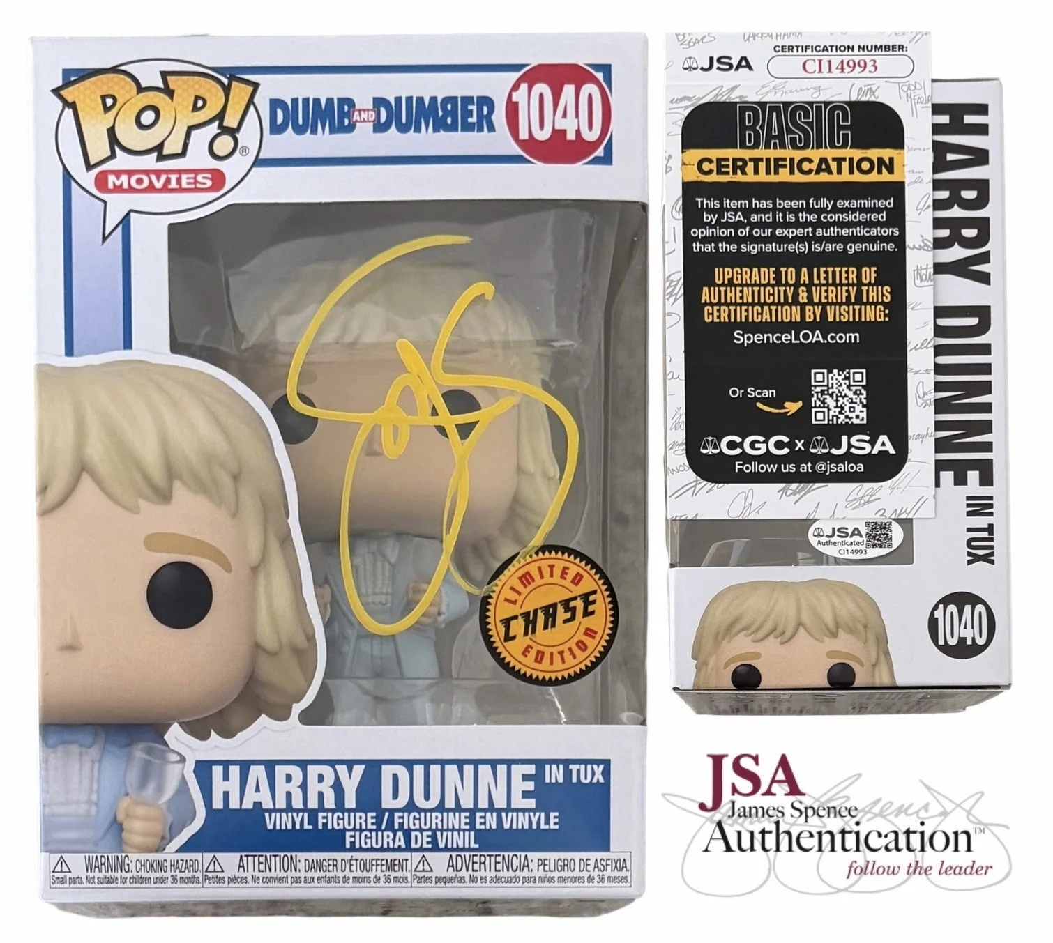JEFF DANIELS — JEFF DANIELS SIGNED HARRY DUNNE CHASE FUNKO POP DUMB AND DUMBER w/JSA COA! RARE!