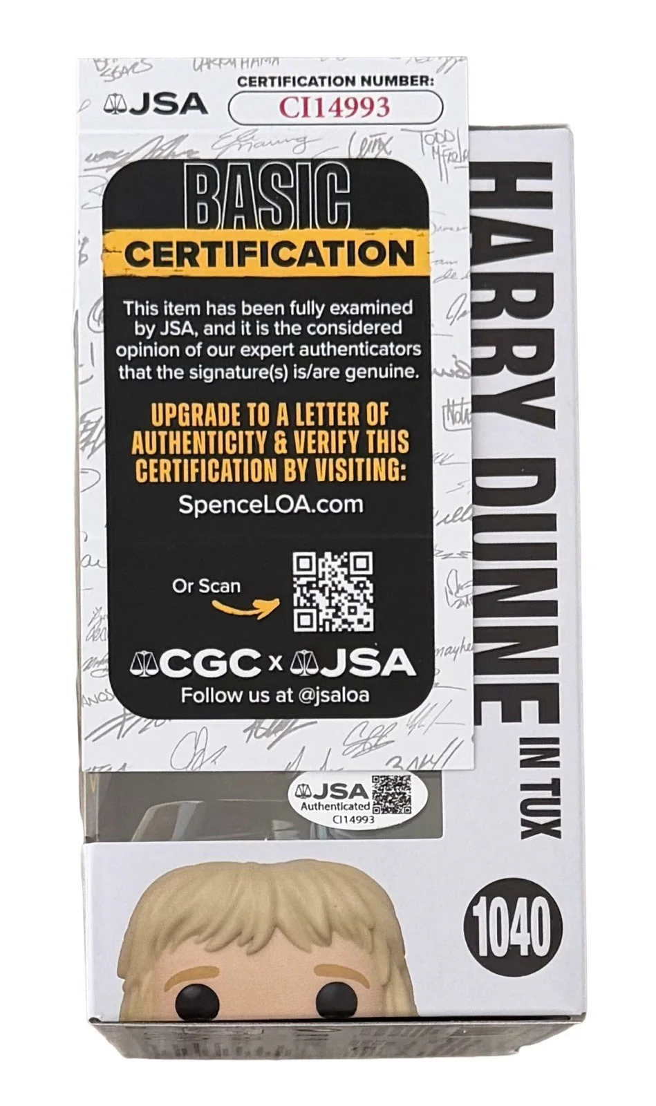 JEFF DANIELS — JEFF DANIELS SIGNED HARRY DUNNE CHASE FUNKO POP DUMB AND DUMBER w/JSA COA! RARE!, image 3