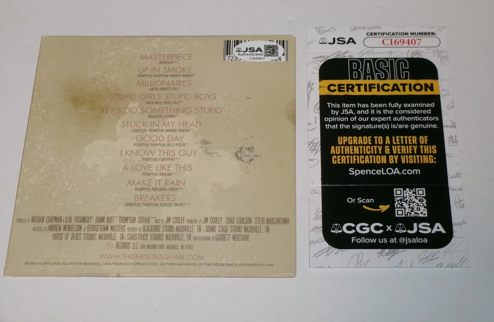 Thompson Square Signed Masterpiece CD FRONT Cover JSA CERT, изображение 2