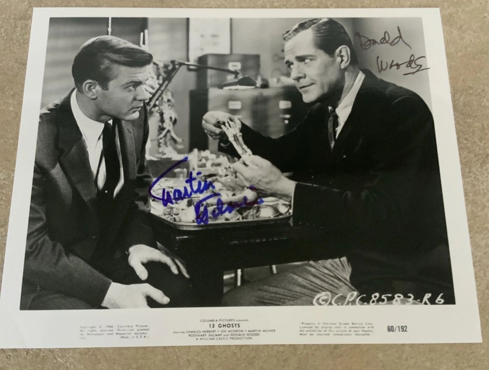 Martin Milner — Martin Milner - Donald Woods 13 Ghosts Signed BY BOTH Classic Horror 1960 8X10, image 2