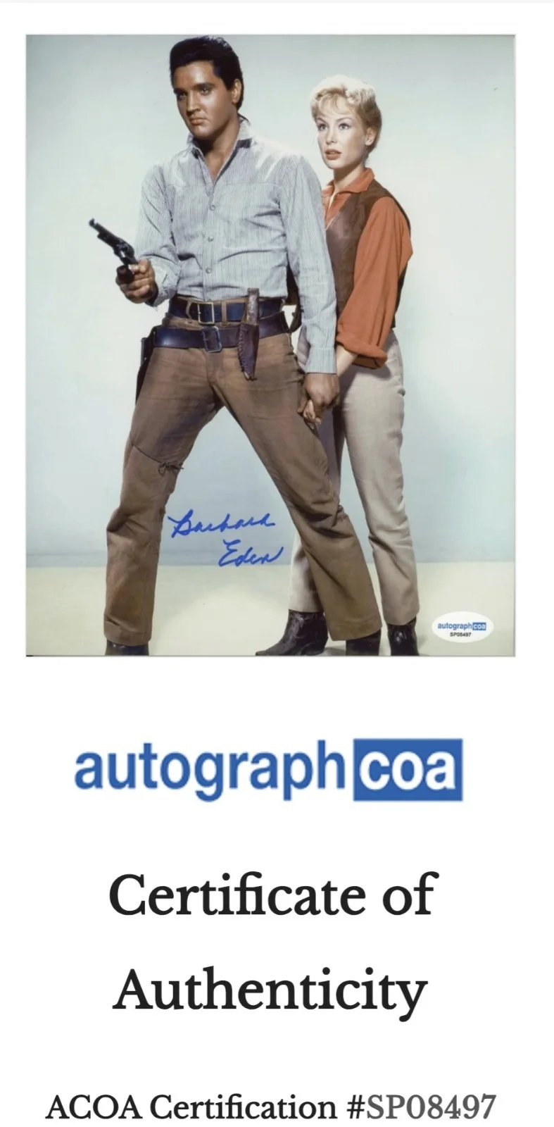 Barbara Eden — BARBARA EDEN AUTOGRAPHED SIGNED FLAMING STAR ELVIS 8x10 PHOTO AUTOGRAPH COA, image 5