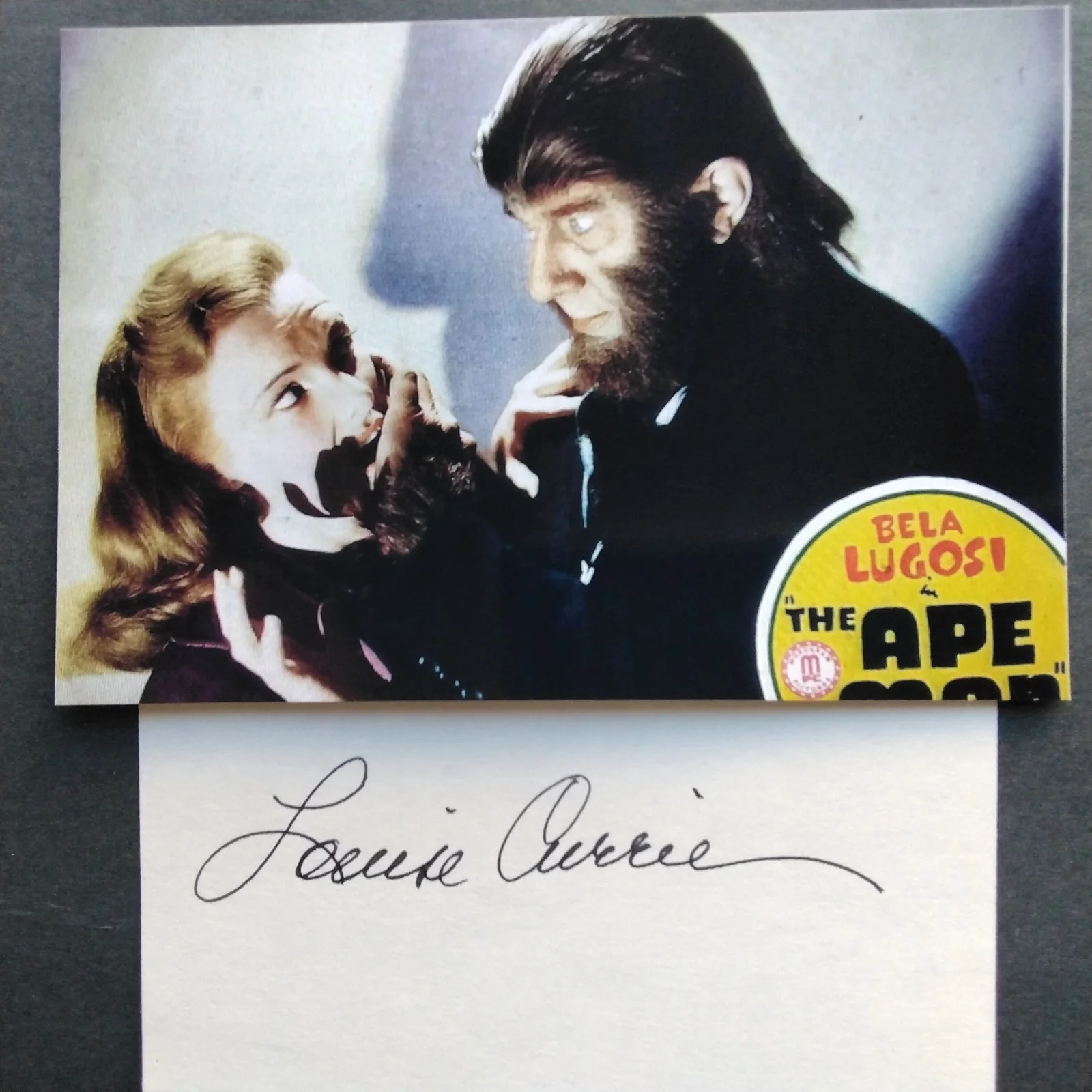 Louise Currie SIGNED Card 40s Movie TV Actress Captain Marvel Voodoo Man Ape Man, изображение 2