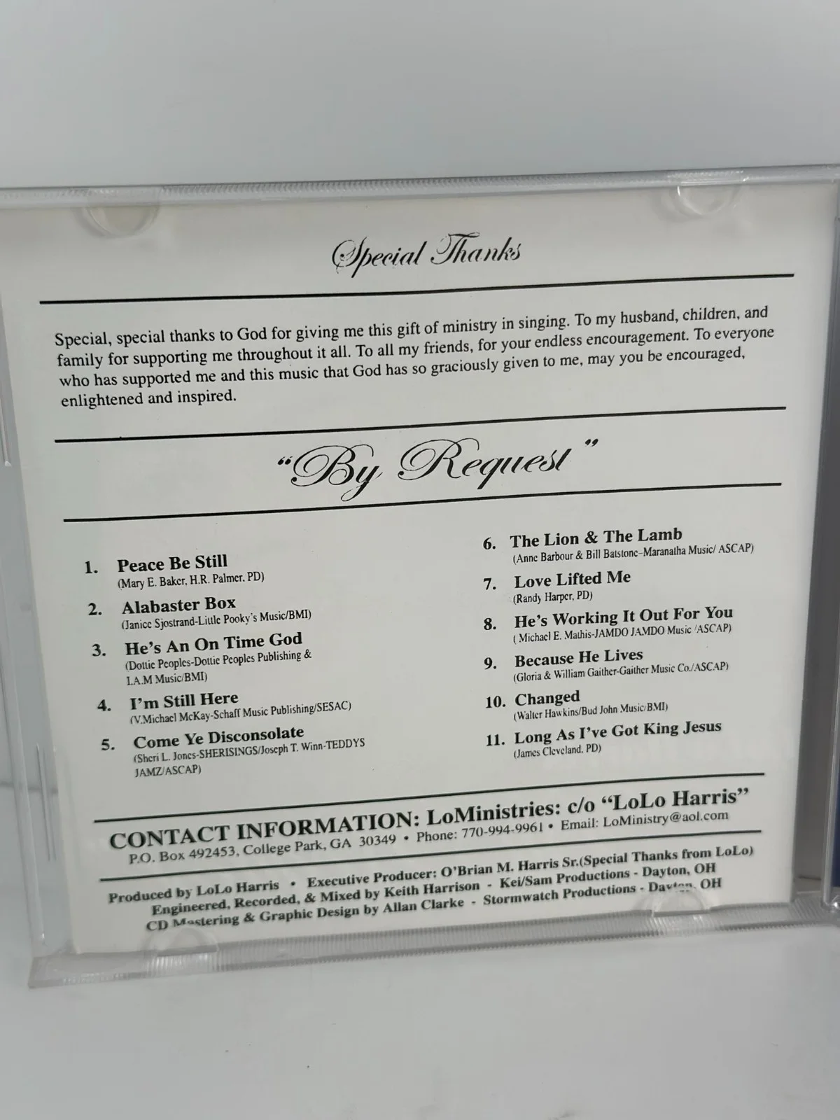 LoLo Harris By Request CD Hand Signed Autographed Gospel Album Dedicated, изображение 5