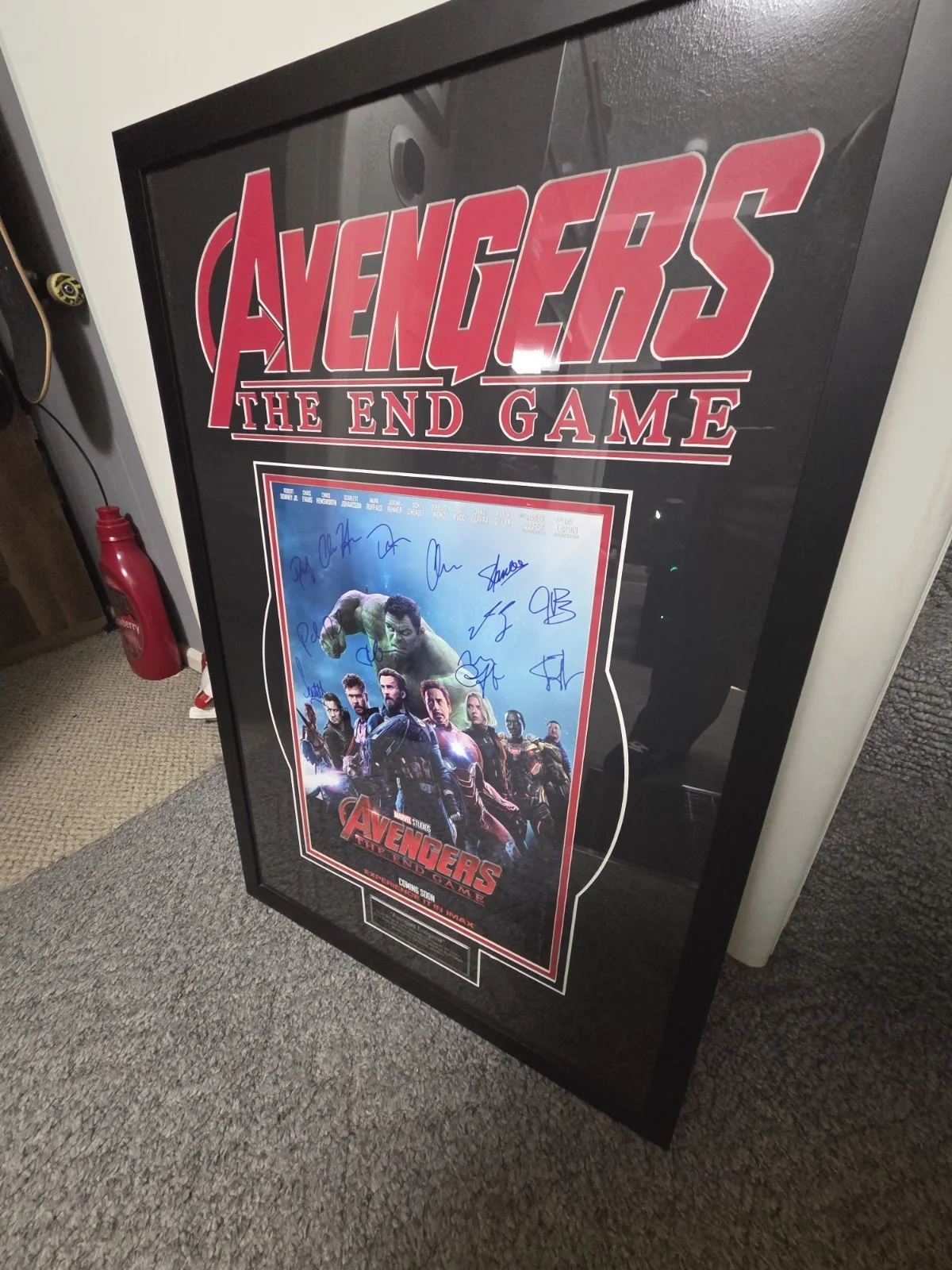 26x38 Avengers Endgame Cast Signed Poster Marvel FRAMED MATTED COA Downey Evans, image 2
