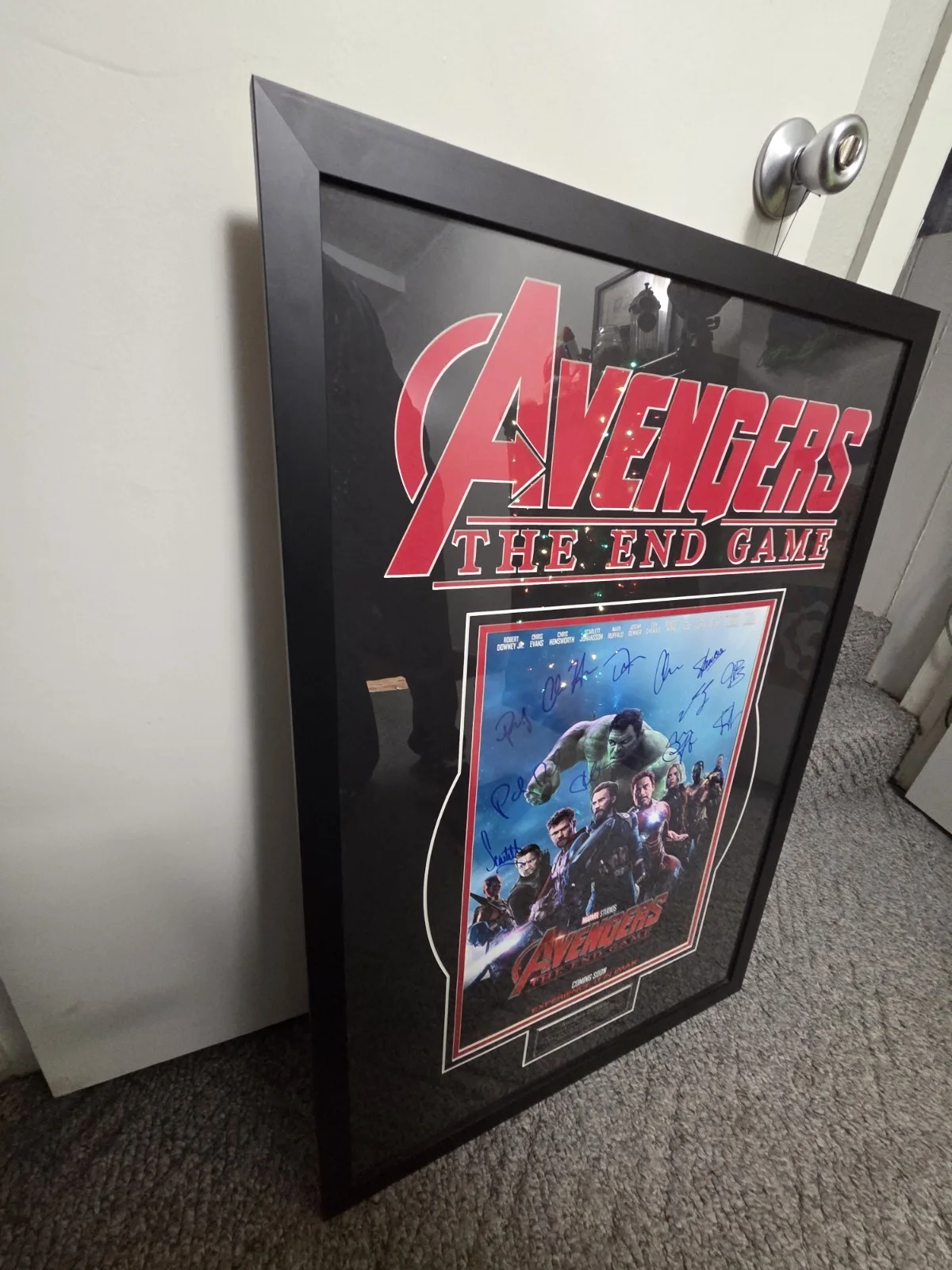26x38 Avengers Endgame Cast Signed Poster Marvel FRAMED MATTED COA Downey Evans, image 4