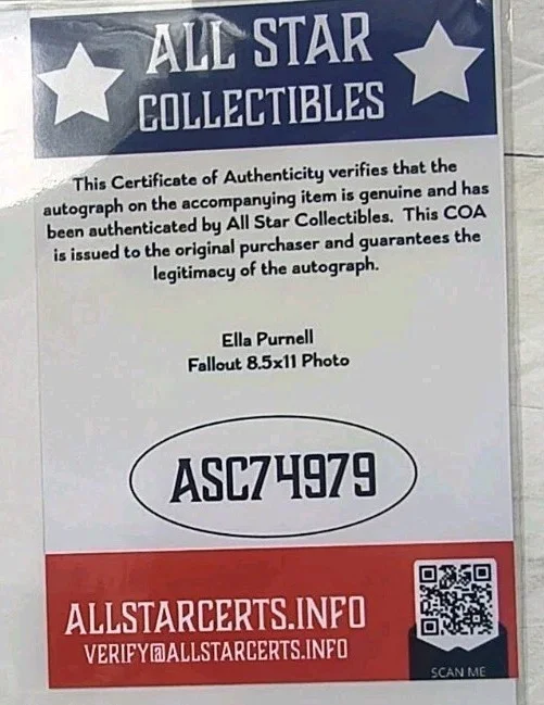 Fallout ELLA PURNELL Photo 8.5x11" - COA Included (Jynx arcane Voice Actor Rare, изображение 2
