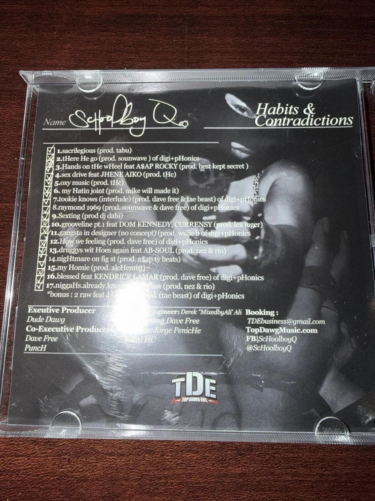 Autograph Signed Schoolboy Q Habits & Contradictions CD 1st Edition, изображение 4