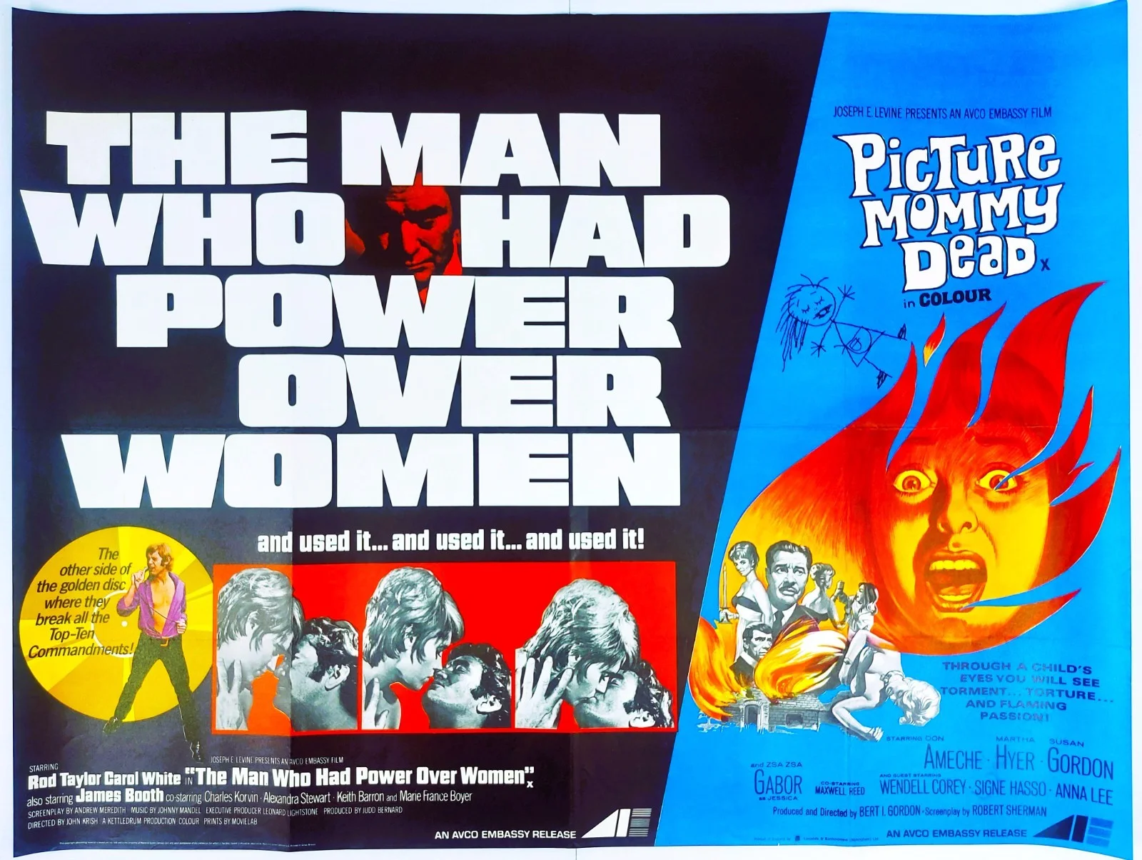 THE MAN WHO HAD POWER OVER WOMEN/PICTURE MOMMY DEAD ORIGINAL QUAD POSTER 1970, изображение 2