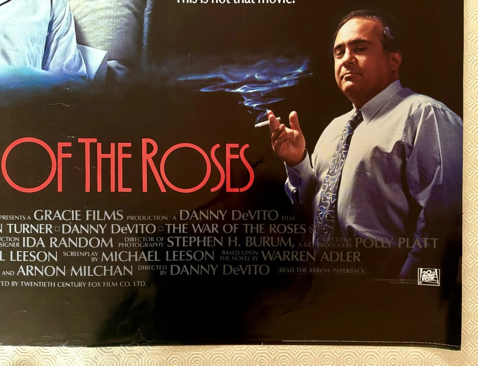 The War of The Roses Original 1989 Quad Poster Kathleen Turner Michael Douglas, изображение 3