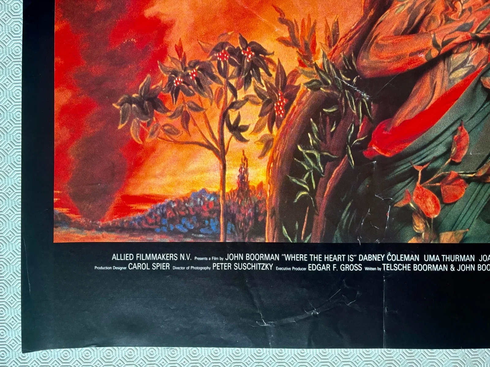 Where The Heart Is Original 1990 Quad Poster Dabney Coleman Uma Thurman, изображение 2