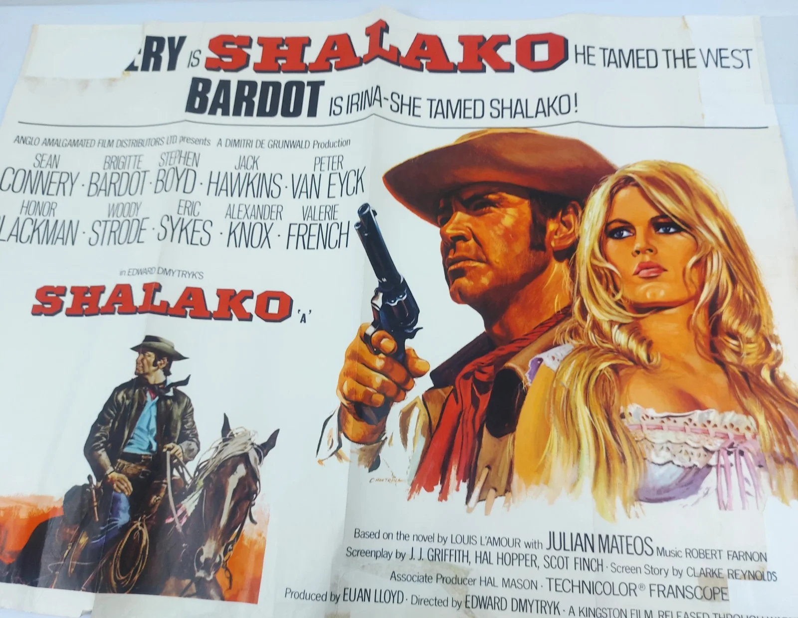 SHALAKO ORIGINAL UK QUAD FILM POSTER 1968 DAMAGED, изображение 2