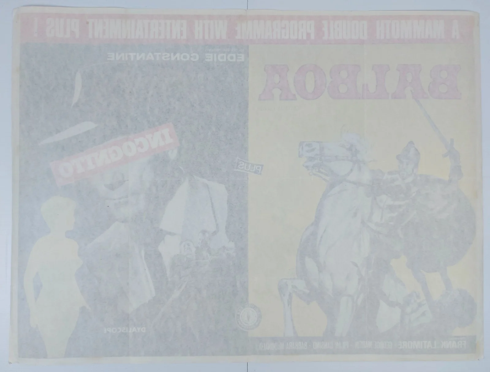 BALBOA / INCOGNITO ORIGINAL UK QUAD DOUBLE BILL FILM POSTER 1963/58, изображение 3